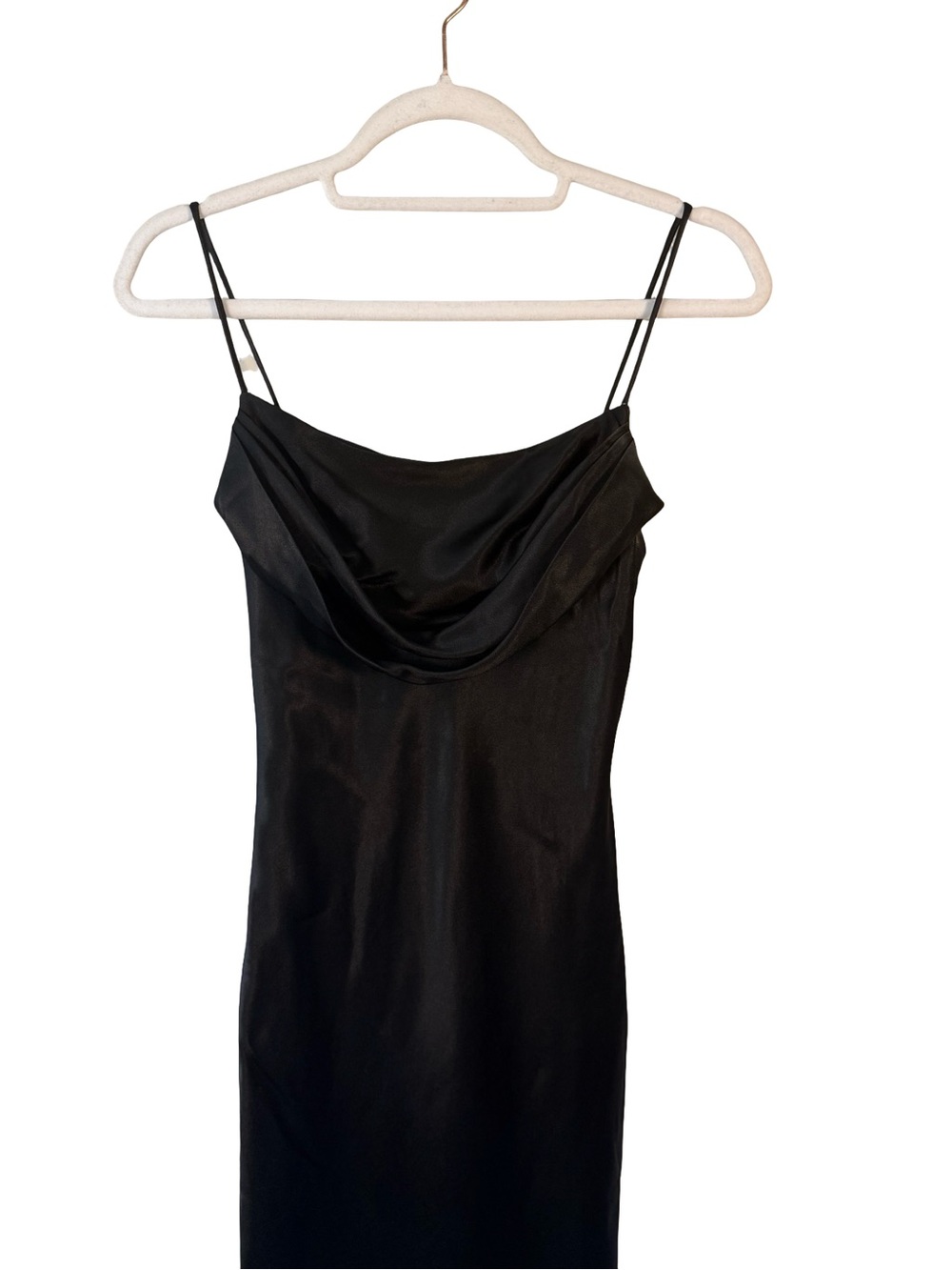 Jump Vintage Black Satin Cowl Neck Maxi Slip Dress Size 3/4 Y2K 90s Formal - Picture 10 of 13